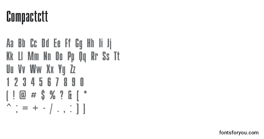 Czcionka Compactctt – alfabet, cyfry, specjalne znaki