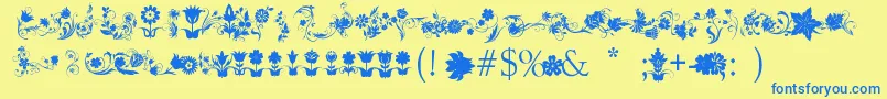 FotograamiFlower Font – Blue Fonts on Yellow Background