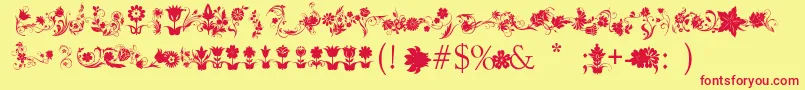 FotograamiFlower Font – Red Fonts on Yellow Background