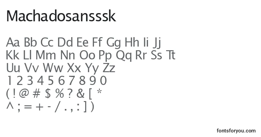 A fonte Machadosansssk – alfabeto, números, caracteres especiais