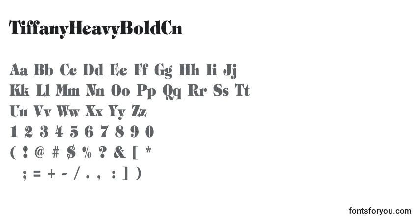 A fonte TiffanyHeavyBoldCn – alfabeto, números, caracteres especiais