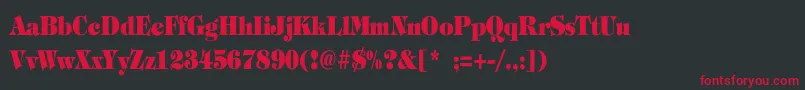 フォントTiffanyHeavyBoldCn – 黒い背景に赤い文字