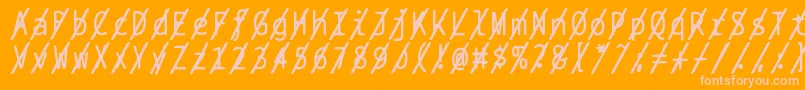 Bptypewriteslashed-Schriftart – Rosa Schriften auf orangefarbenem Hintergrund