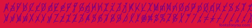 Więcej informacji o czcionce Bptypewriteslashed Czcionka Bptypewriteslashed – fioletowe czcionki na czerwonym tle