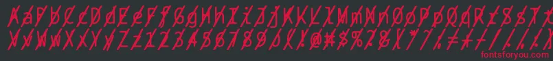Fonte Bptypewriteslashed – fontes vermelhas em um fundo preto