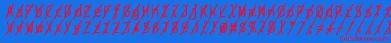 Bptypewriteslashed Font – Red Fonts on Blue Background