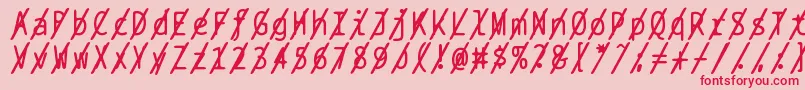 フォントBptypewriteslashed – ピンクの背景に赤い文字
