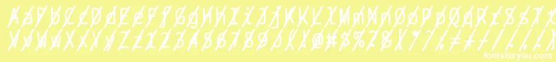 Bptypewriteslashed-Schriftart – Weiße Schriften auf gelbem Hintergrund