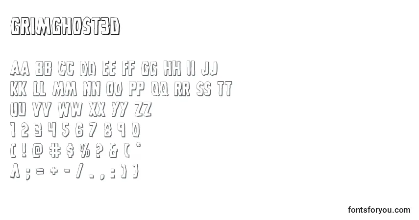 A fonte Grimghost3D – alfabeto, números, caracteres especiais