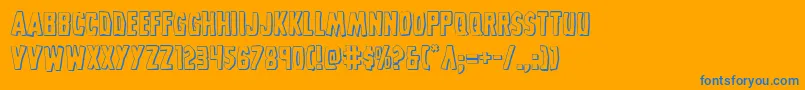 Grimghost3D-Schriftart – Blaue Schriften auf orangefarbenem Hintergrund