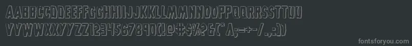 Grimghost3D-fontti – harmaat kirjasimet mustalla taustalla