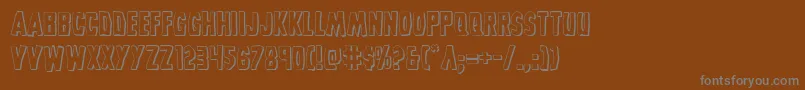 Grimghost3D-fontti – harmaat kirjasimet ruskealla taustalla