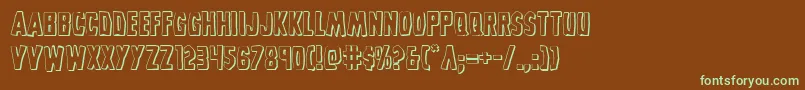 フォントGrimghost3D – 緑色の文字が茶色の背景にあります。