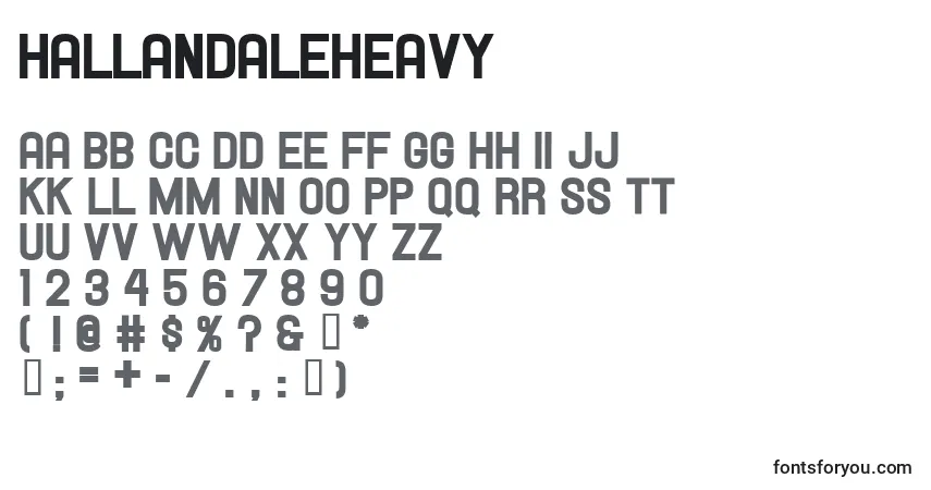 Шрифт Hallandaleheavy – алфавит, цифры, специальные символы
