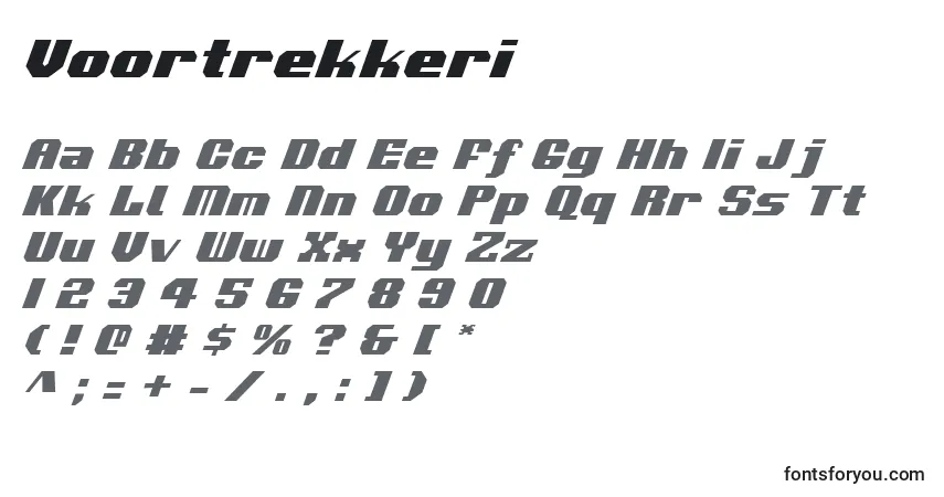 A fonte Voortrekkeri – alfabeto, números, caracteres especiais