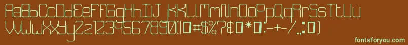 フォントSpeakeasyMenuRegular – 緑色の文字が茶色の背景にあります。