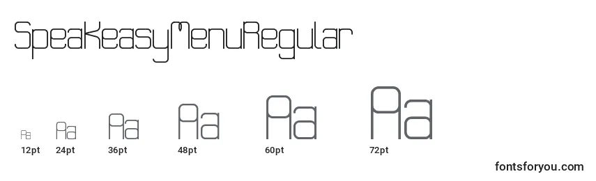 SpeakeasyMenuRegular Font Sizes