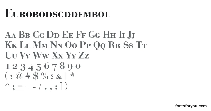 A fonte Eurobodscddembol – alfabeto, números, caracteres especiais