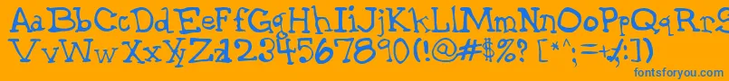 Garthrg-Schriftart – Blaue Schriften auf orangefarbenem Hintergrund