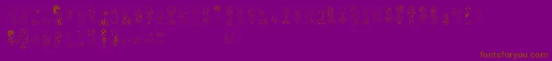 Comorimorito-Schriftart – Braune Schriften auf violettem Hintergrund