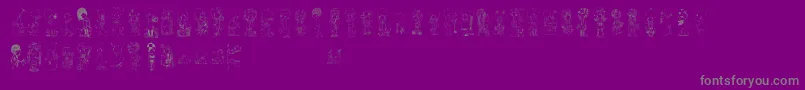 Comorimorito-Schriftart – Graue Schriften auf violettem Hintergrund