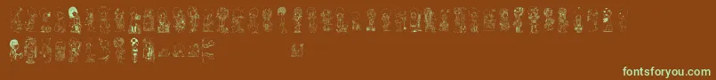 Comorimorito-Schriftart – Grüne Schriften auf braunem Hintergrund