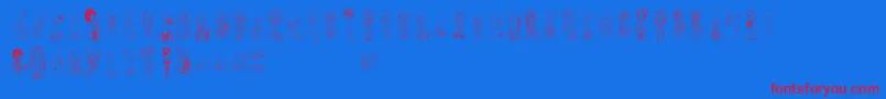 Comorimorito Font – Red Fonts on Blue Background
