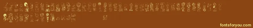 Comorimorito-fontti – keltaiset fontit ruskealla taustalla