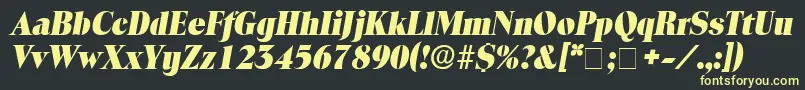 フォントLocuraDisplaySsiItalic – 黒い背景に黄色の文字