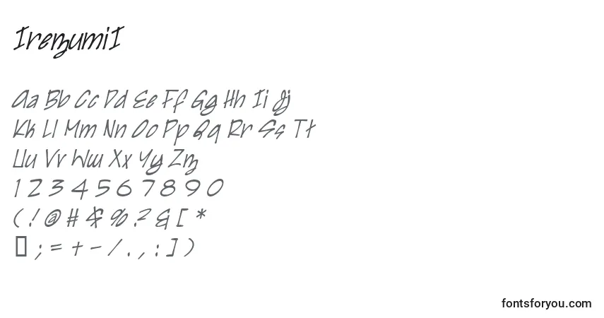 Czcionka IrezumiI – alfabet, cyfry, specjalne znaki