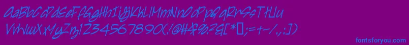 IrezumiI-Schriftart – Blaue Schriften auf violettem Hintergrund