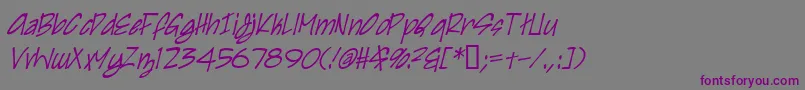 フォントIrezumiI – 紫色のフォント、灰色の背景