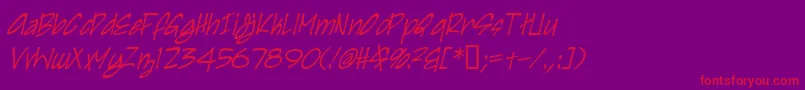 IrezumiI-Schriftart – Rote Schriften auf violettem Hintergrund