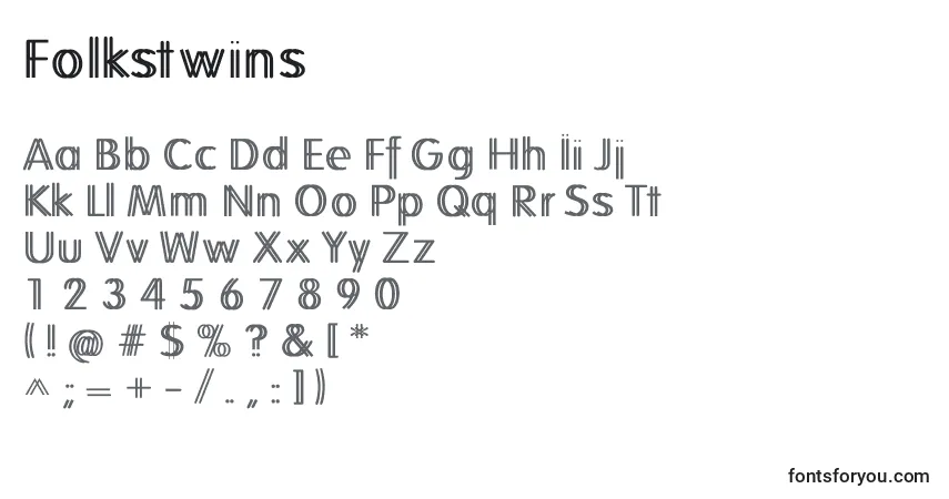 A fonte Folkstwins – alfabeto, números, caracteres especiais