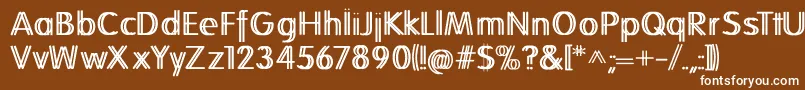 Folkstwins-Schriftart – Weiße Schriften auf braunem Hintergrund