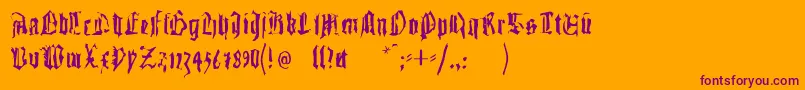 Gutenbergstraces-Schriftart – Violette Schriften auf orangefarbenem Hintergrund