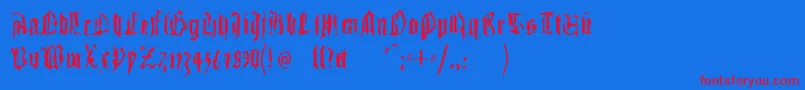 Gutenbergstraces Font – Red Fonts on Blue Background