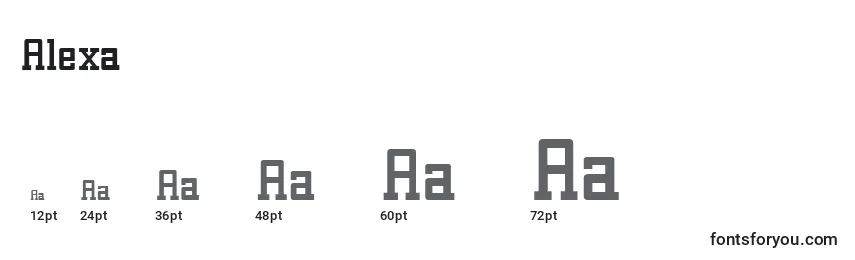 Размеры шрифта Alexa