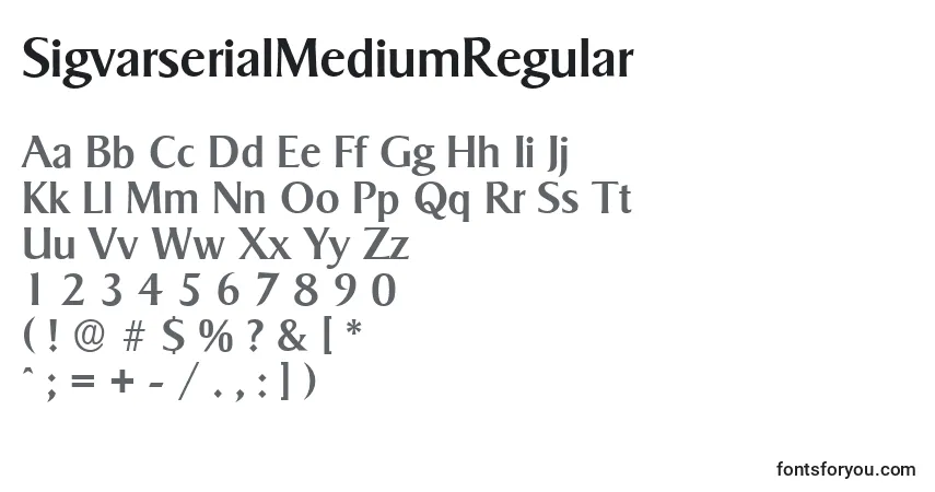 Czcionka SigvarserialMediumRegular – alfabet, cyfry, specjalne znaki
