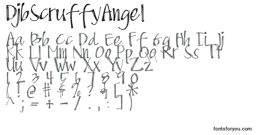 A fonte DjbScruffyAngel – alfabeto, números, caracteres especiais