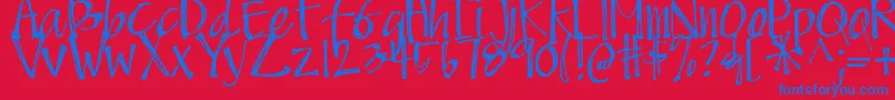 DjbScruffyAngel Font – Blue Fonts on Red Background