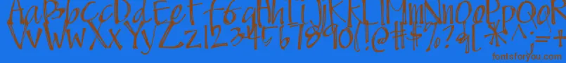 DjbScruffyAngel-Schriftart – Braune Schriften auf blauem Hintergrund