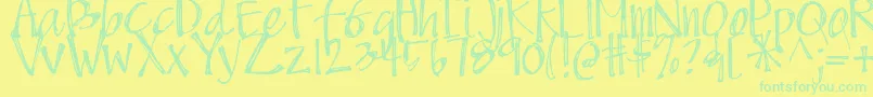 DjbScruffyAngel Font – Green Fonts on Yellow Background