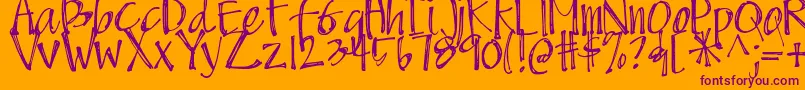 DjbScruffyAngel Font – Purple Fonts on Orange Background
