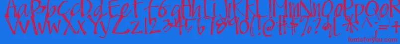 DjbScruffyAngel Font – Red Fonts on Blue Background