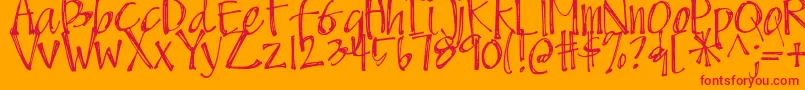 DjbScruffyAngel Font – Red Fonts on Orange Background