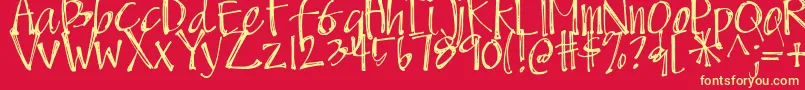 DjbScruffyAngel Font – Yellow Fonts on Red Background