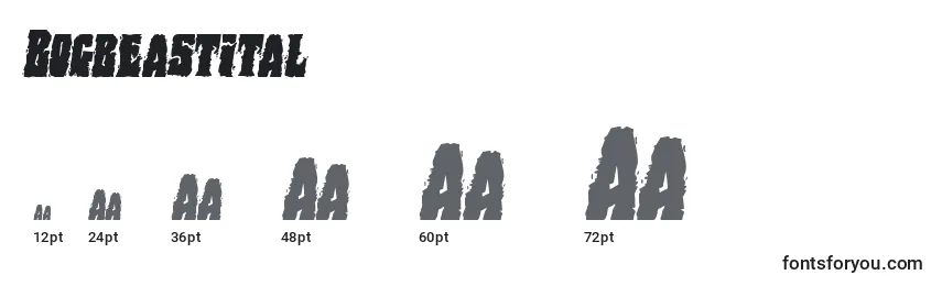 Размеры шрифта Bogbeastital