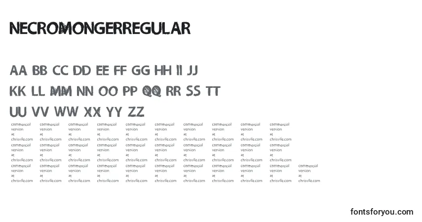 Schriftart NecromongerRegular (117802) – Alphabet, Zahlen, spezielle Symbole