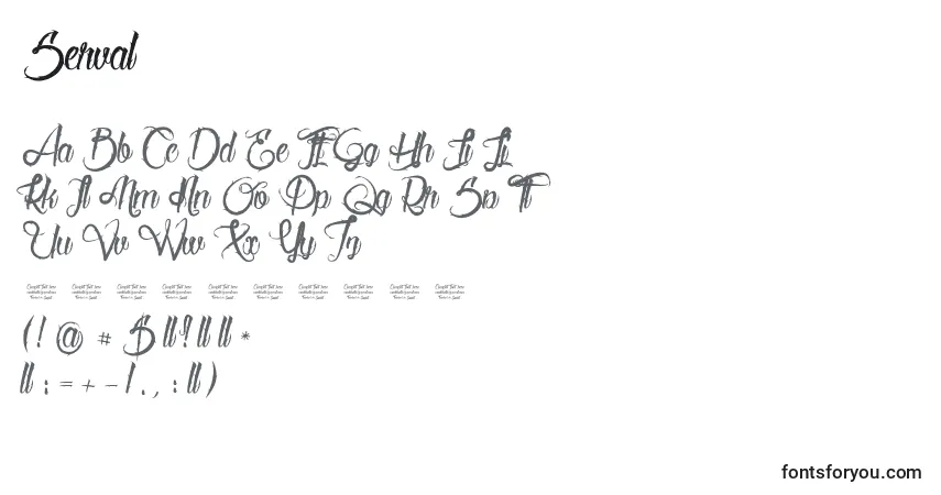 Шрифт Serval – алфавит, цифры, специальные символы